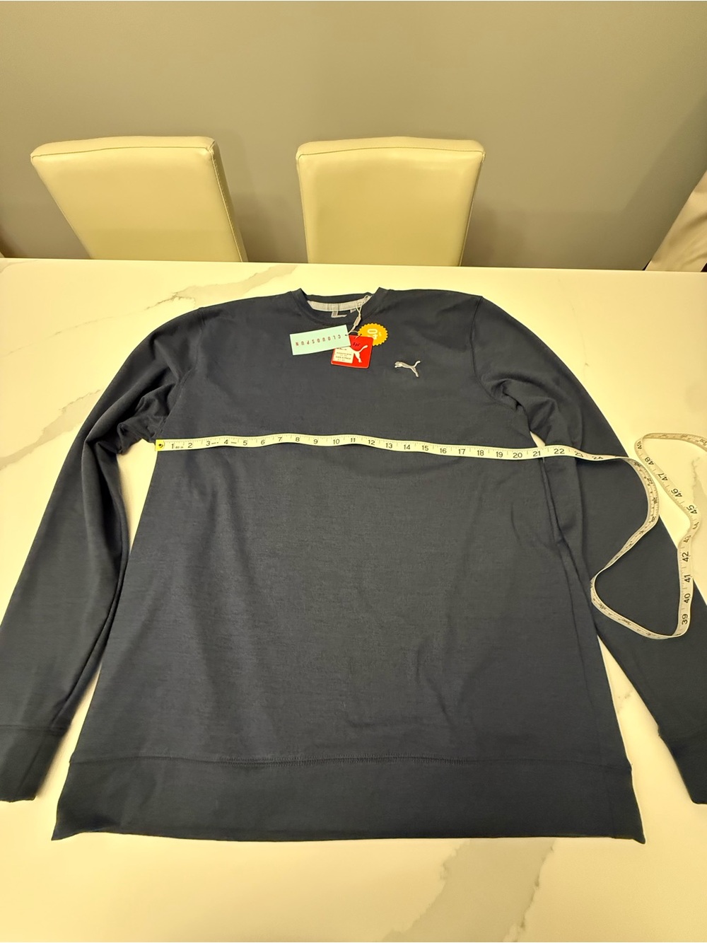 Puma Men’s Navy Crewneck Sweater with Embroidered Logo